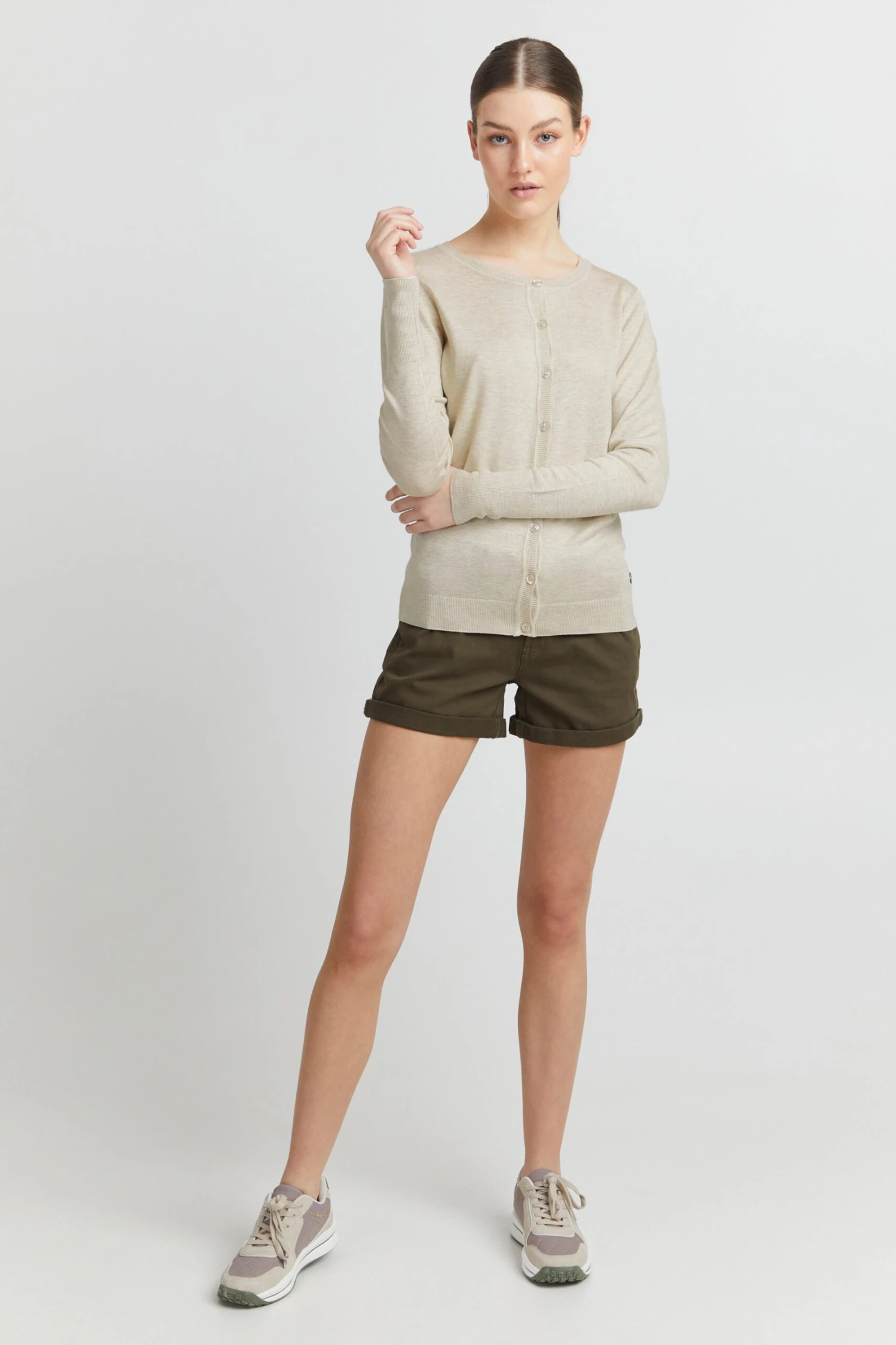 OXMO Strickjacken Strickjacke Hlin Frauen Hellgrau – Bild 3