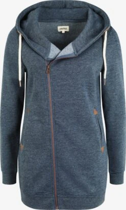 OXMO Sweatjacken Kapuzensweatjacke Vicky Zip Hood Long Frauen Blau