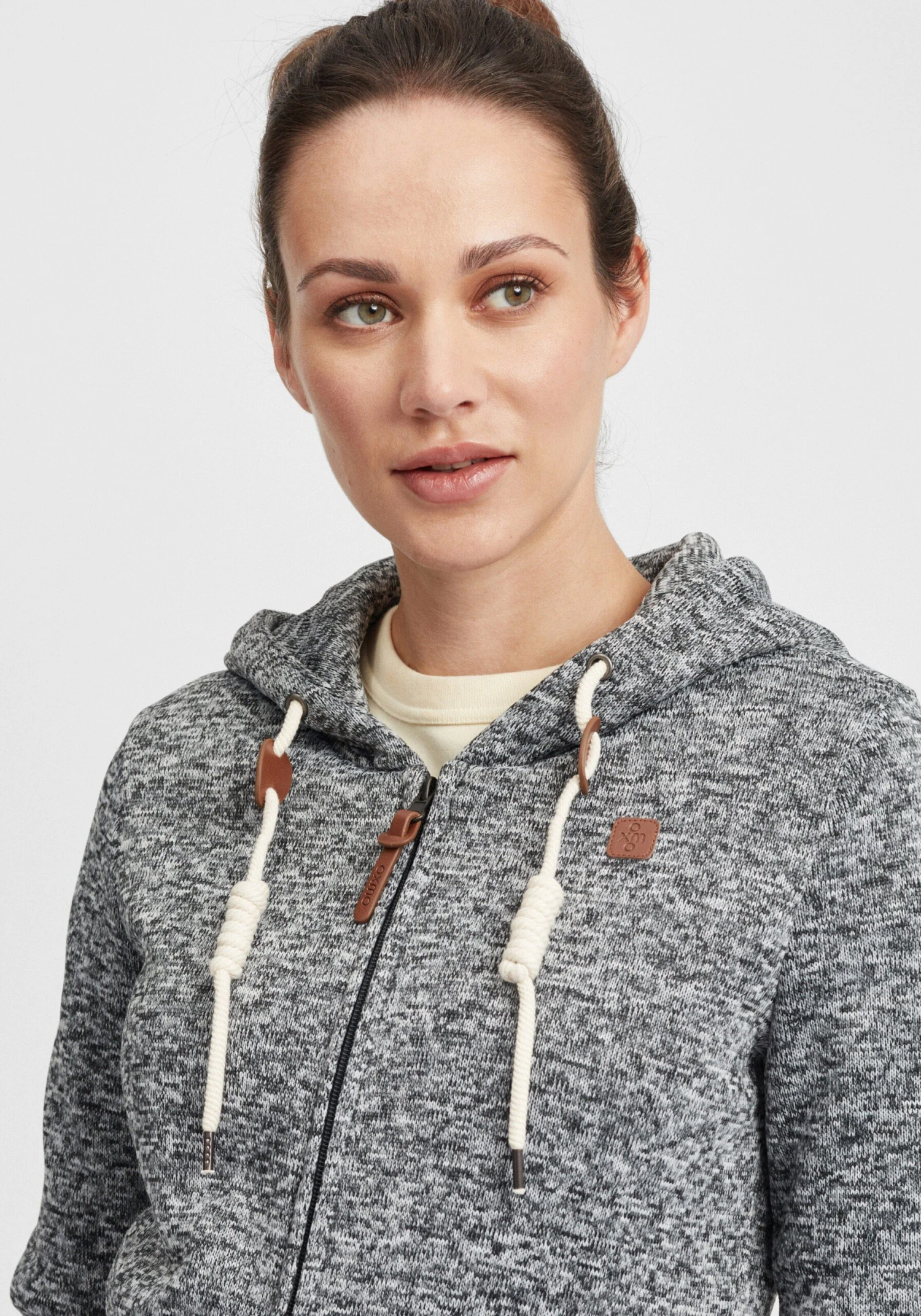 OXMO Sweatjacken Strickfleecejacke Thora Frauen Grau – Bild 5