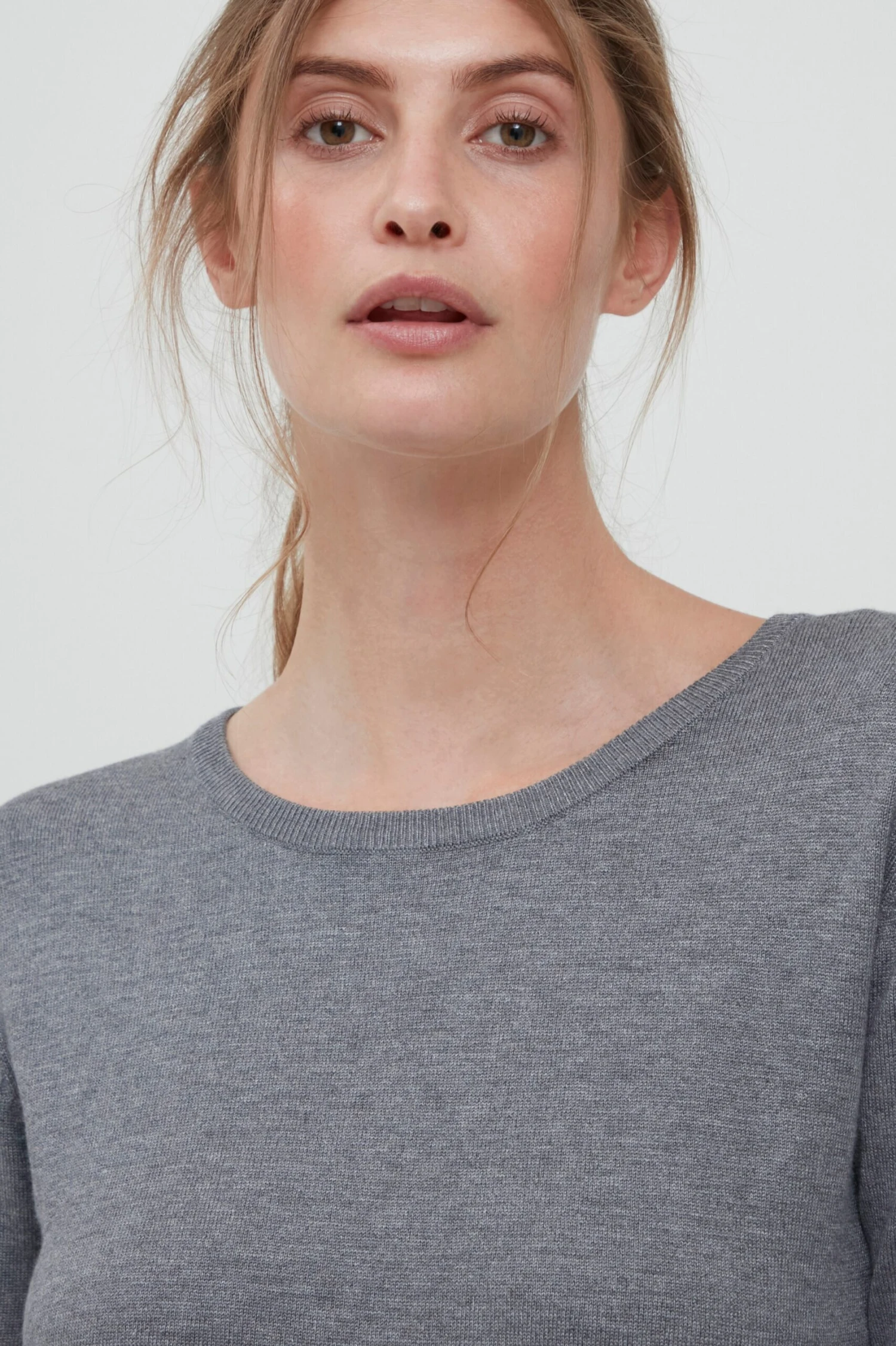OXMO Pullover Strickpullover Edda Frauen Graumeliert – Bild 5