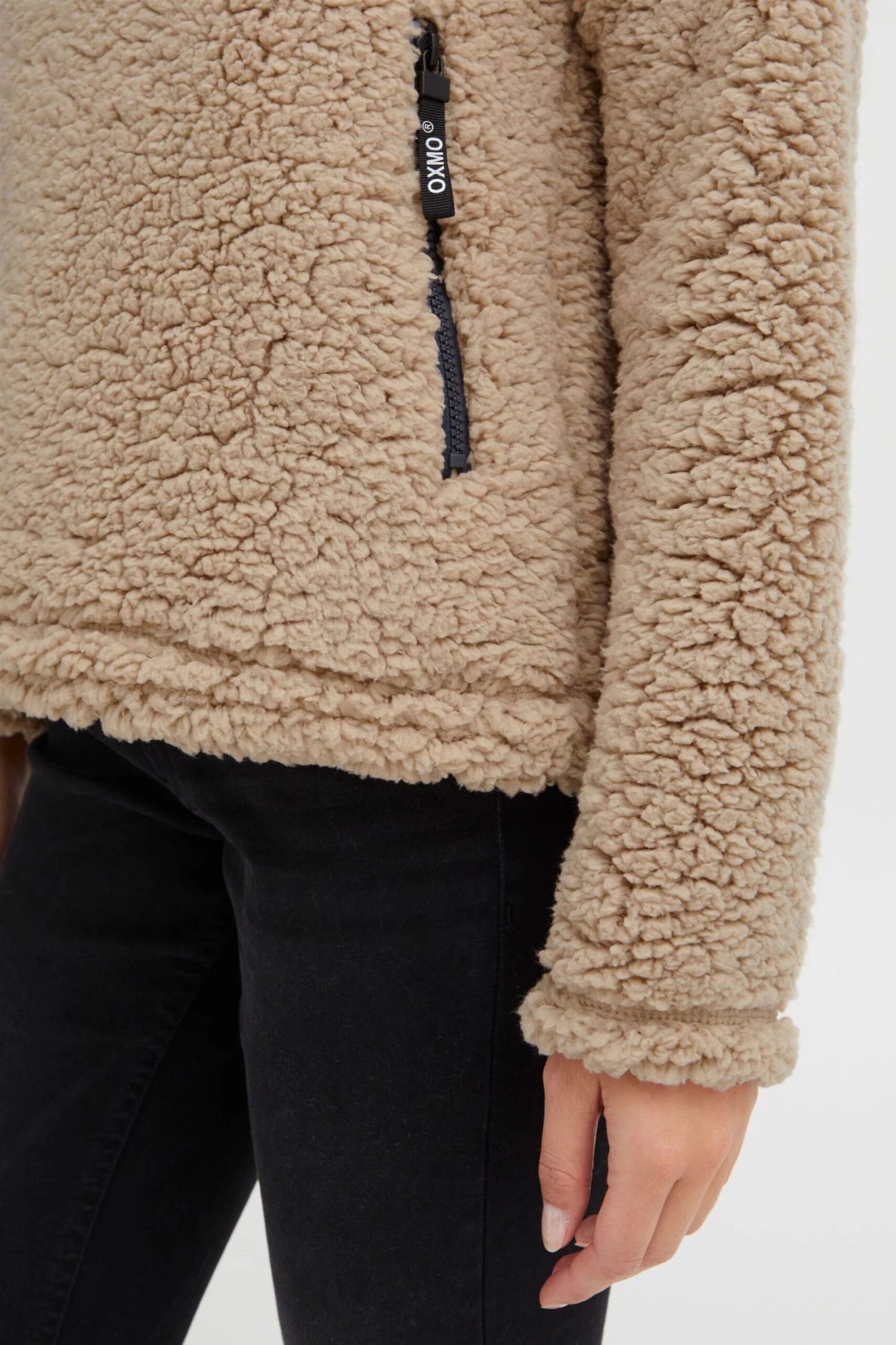 OXMO Pullover Troyer ELINA Frauen Beige – Bild 6