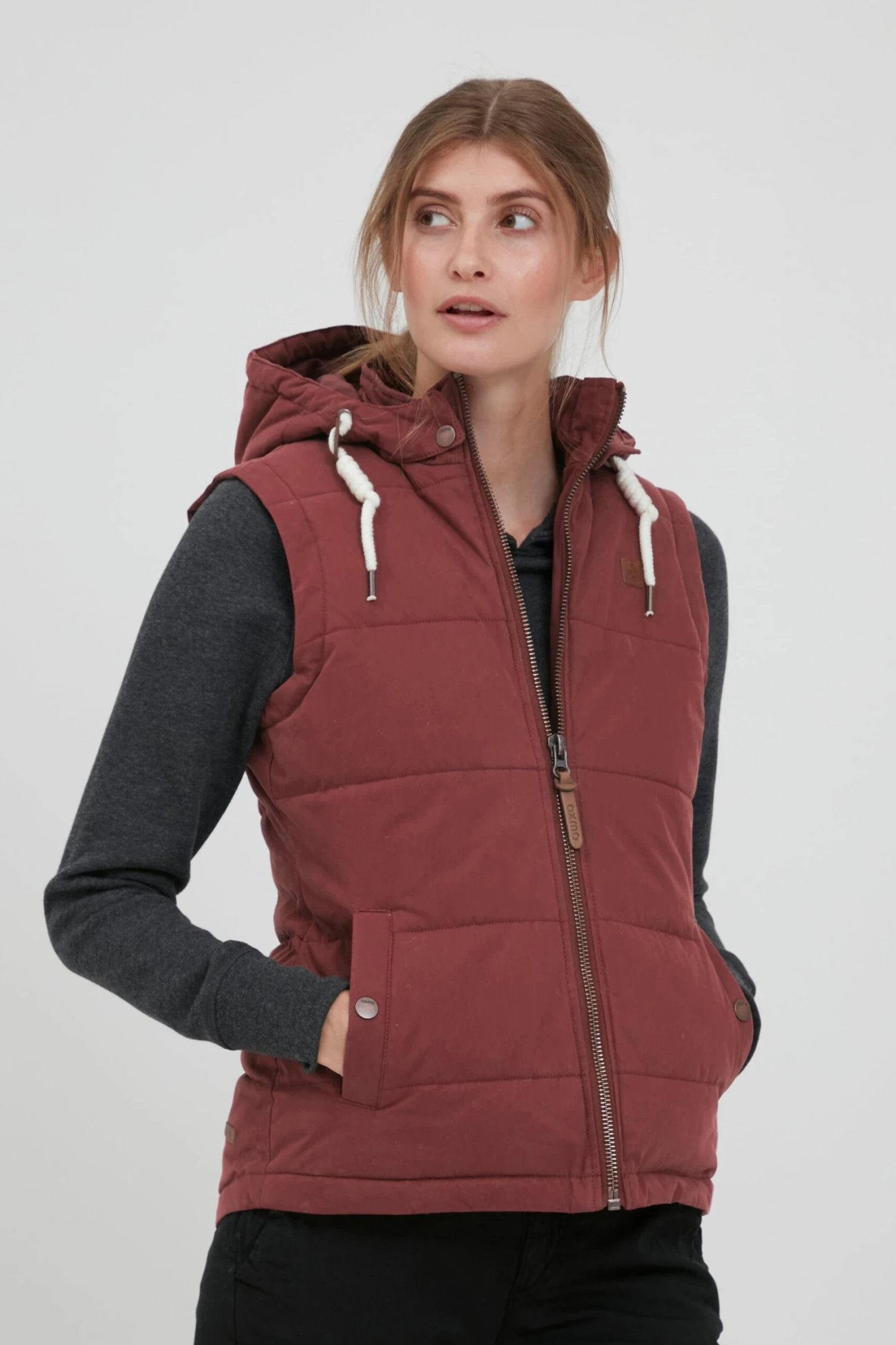 OXMO Westen Kurzweste Lew Frauen Weinrot – Bild 2