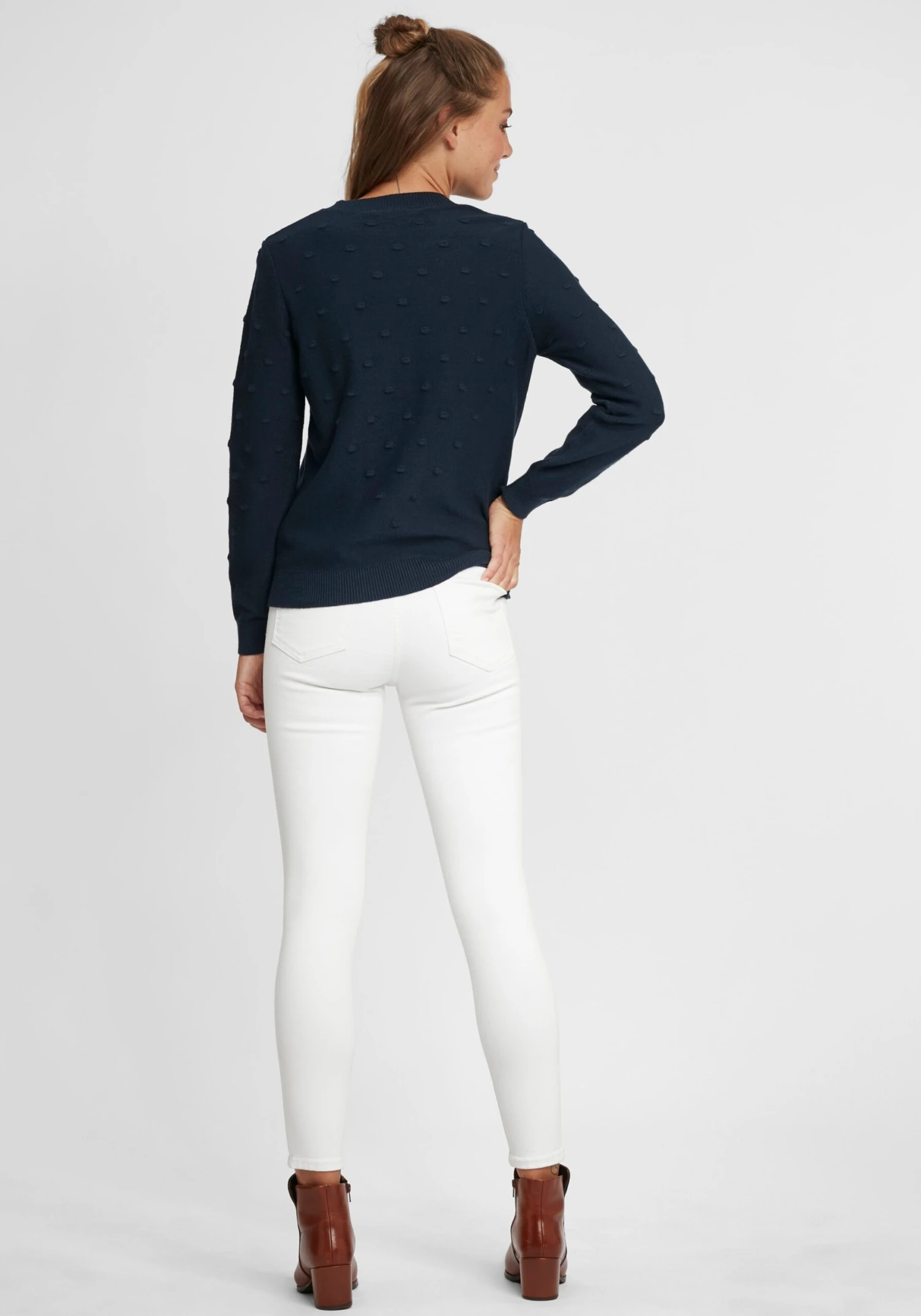 OXMO Feinstrickpullover Pullover Dotta Frauen Dunkelblau – Bild 4