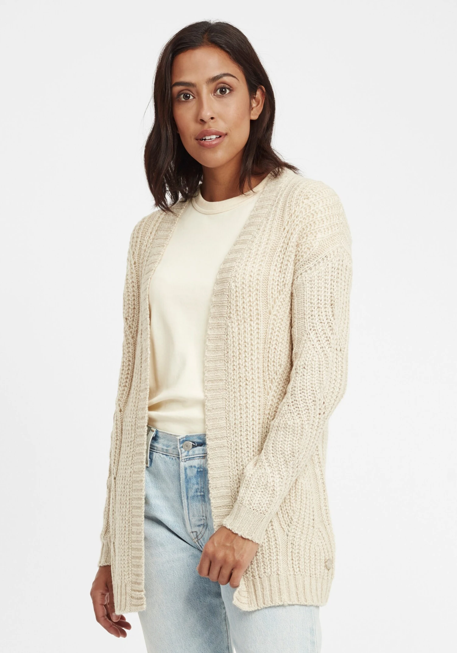 OXMO Strickjacken Strickjacke Cle Frauen Beige – Bild 2