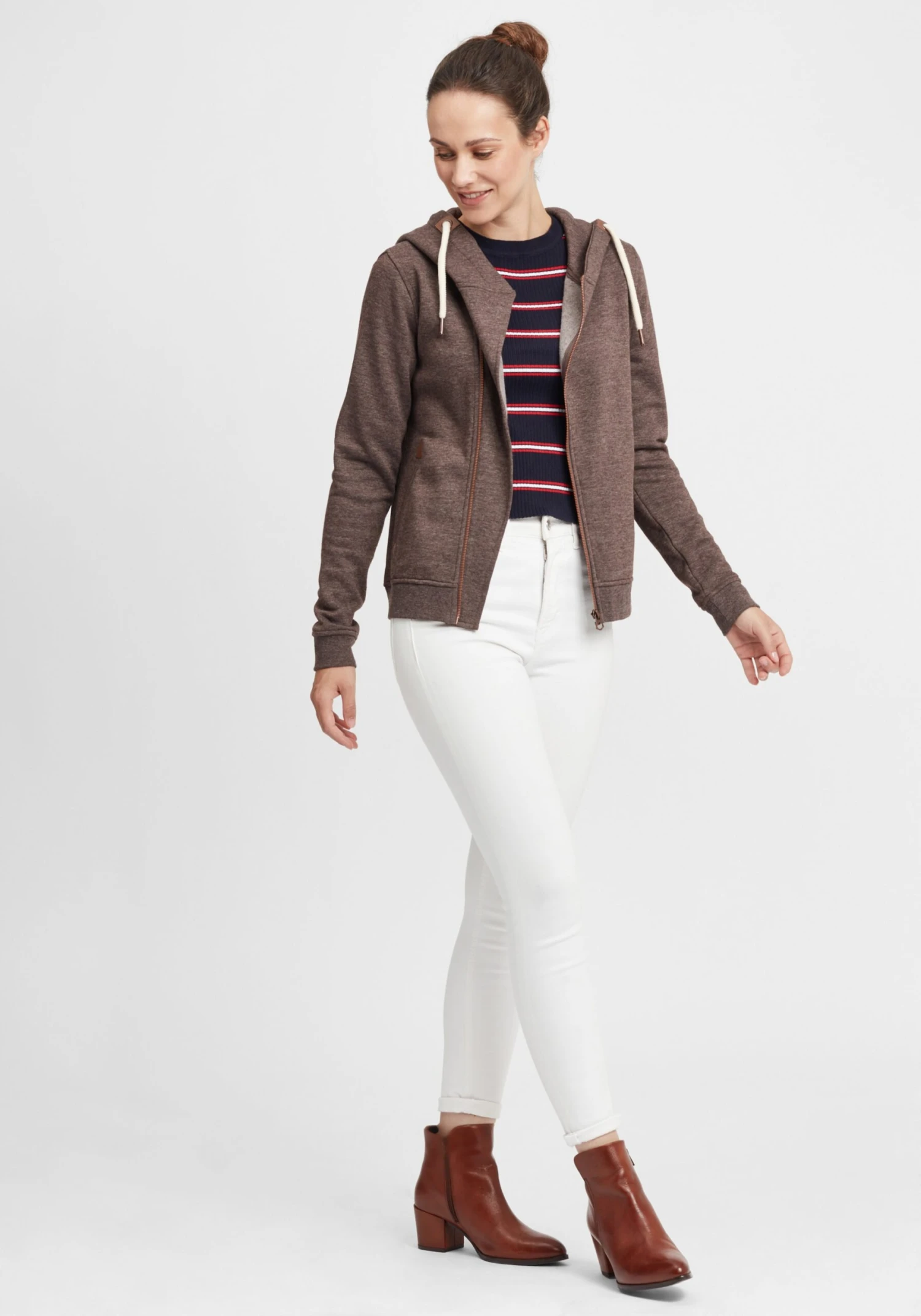 OXMO Sweatjacken Kapuzensweatjacke Vicky Frauen Braun / Cognac – Bild 3