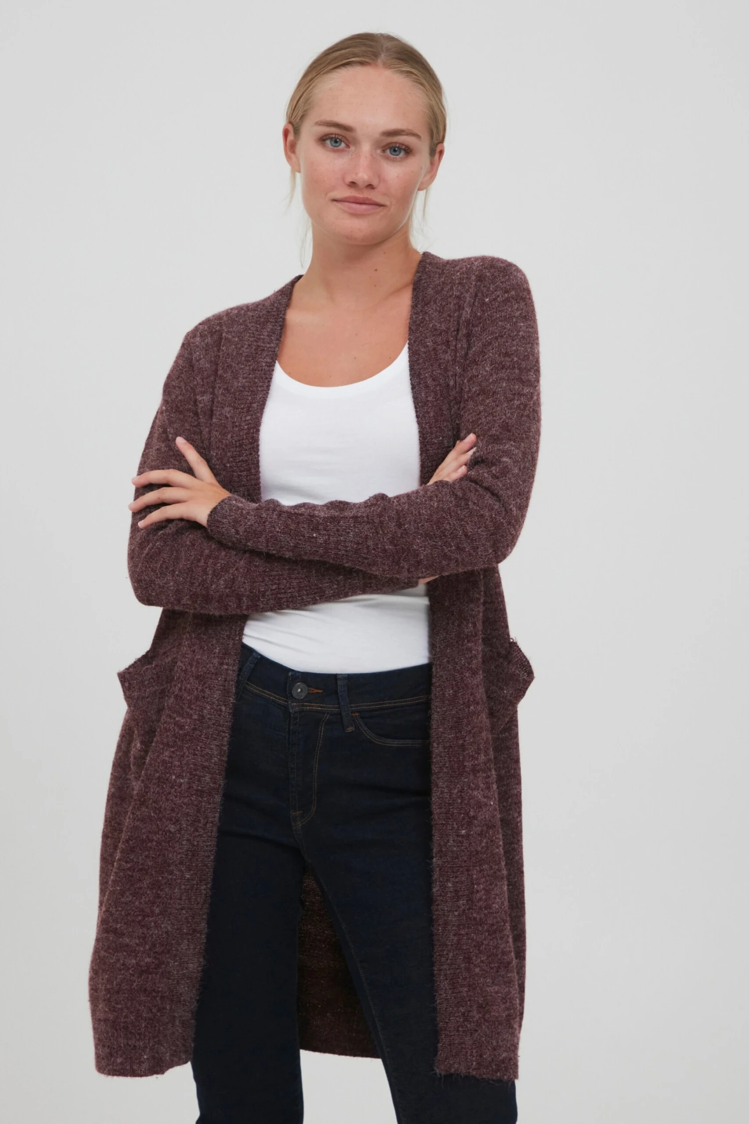 OXMO Strickjacken Strickjacke Neli Frauen Weinrot – Bild 2