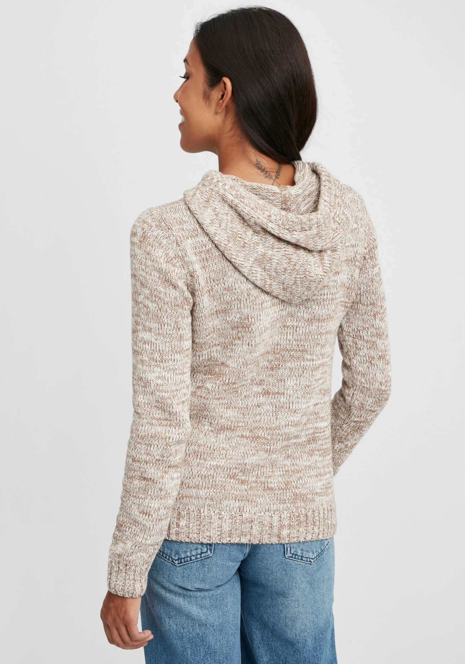 OXMO Kapuzenpullover Strickpullover Philia Frauen Beige – Bild 4