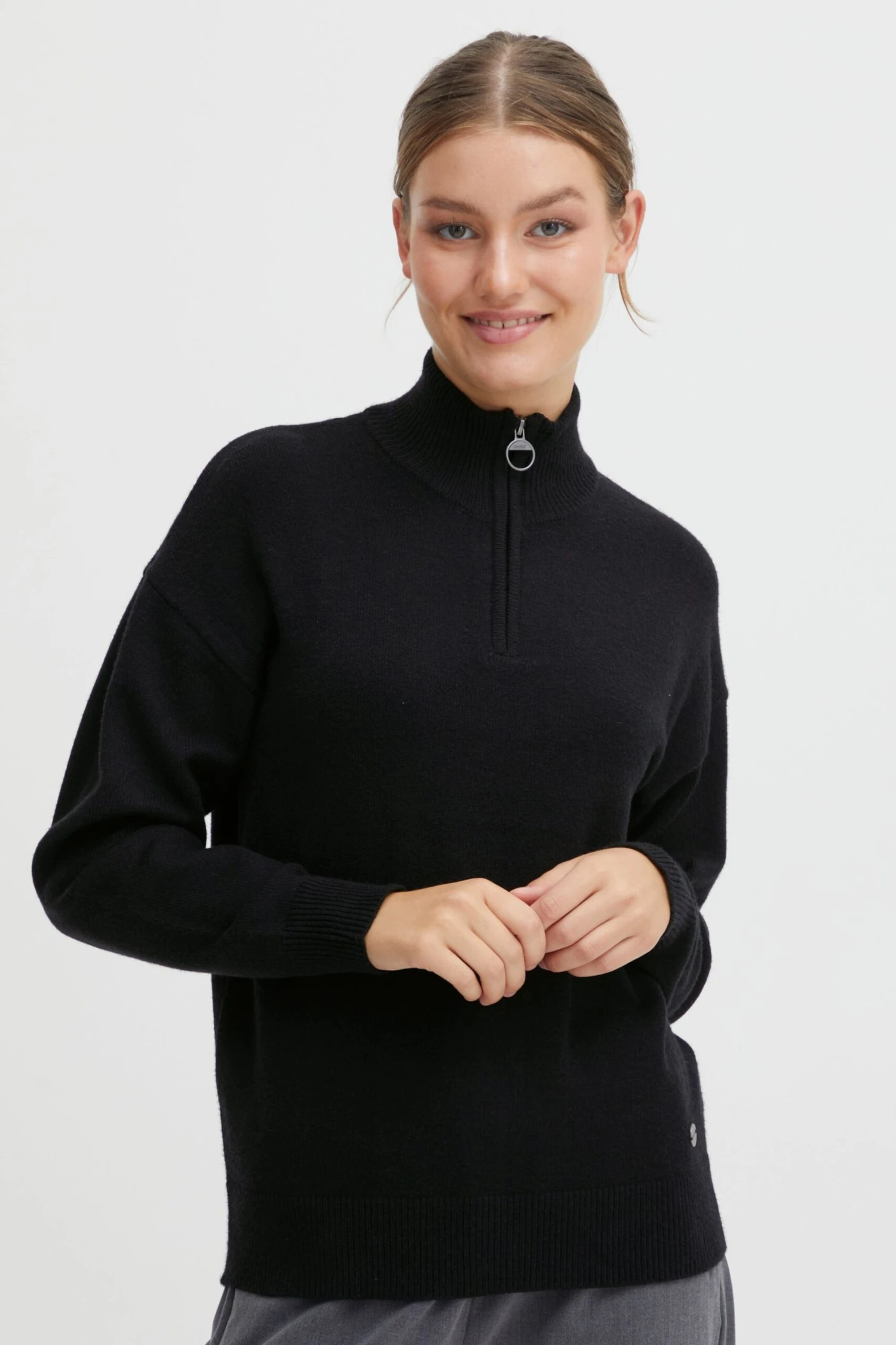 OXMO Rollkragenpullover Pullover Rita Frauen Schwarz – Bild 2