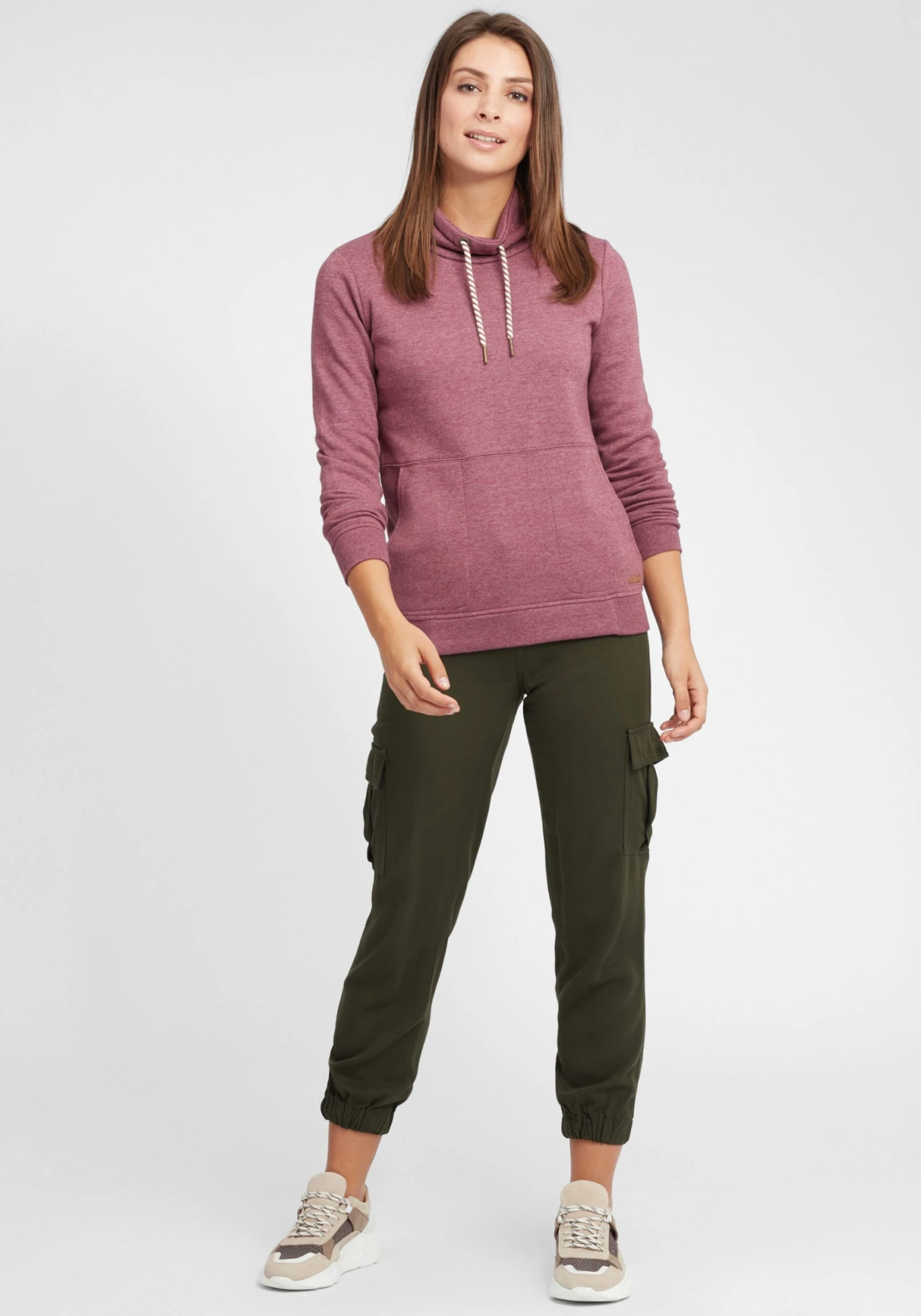 OXMO Feinstrickpullover Hoodie Vimpa Frauen Rot / Weinrot – Bild 3