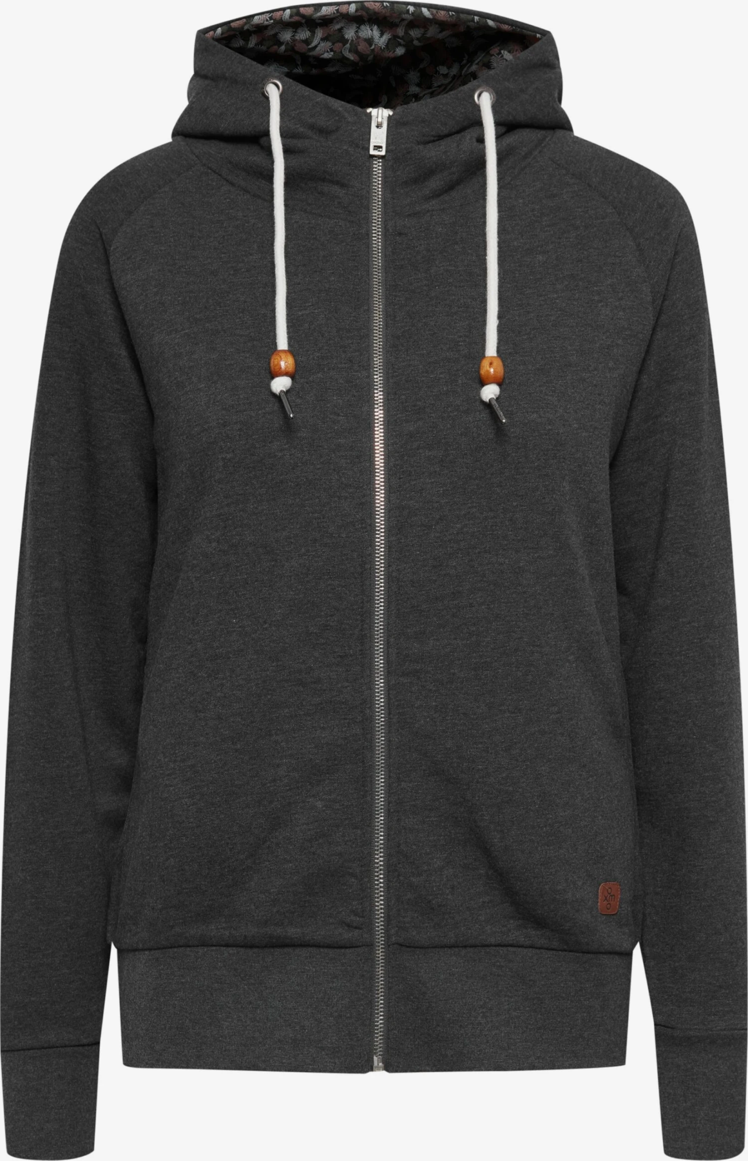 OXMO Sweatjacken Kapuzensweatjacke ULLA Frauen Dunkelgrau