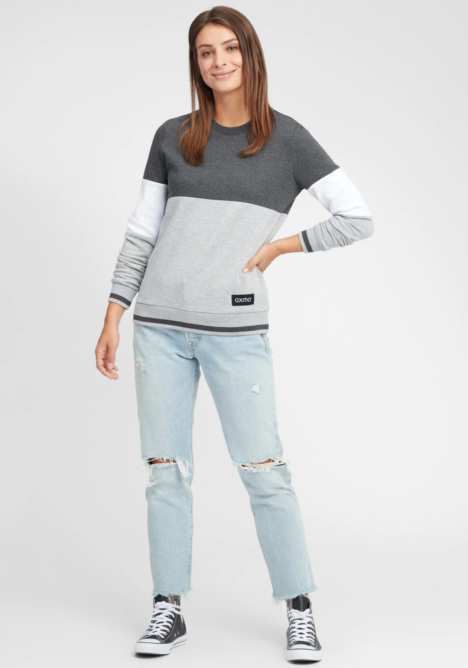 OXMO Sweatshirts Sweatshirt Omaya Frauen Grau – Bild 3