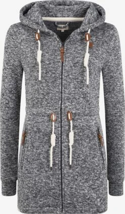 OXMO Sweatjacken Strickfleecejacke Thora Frauen Grau