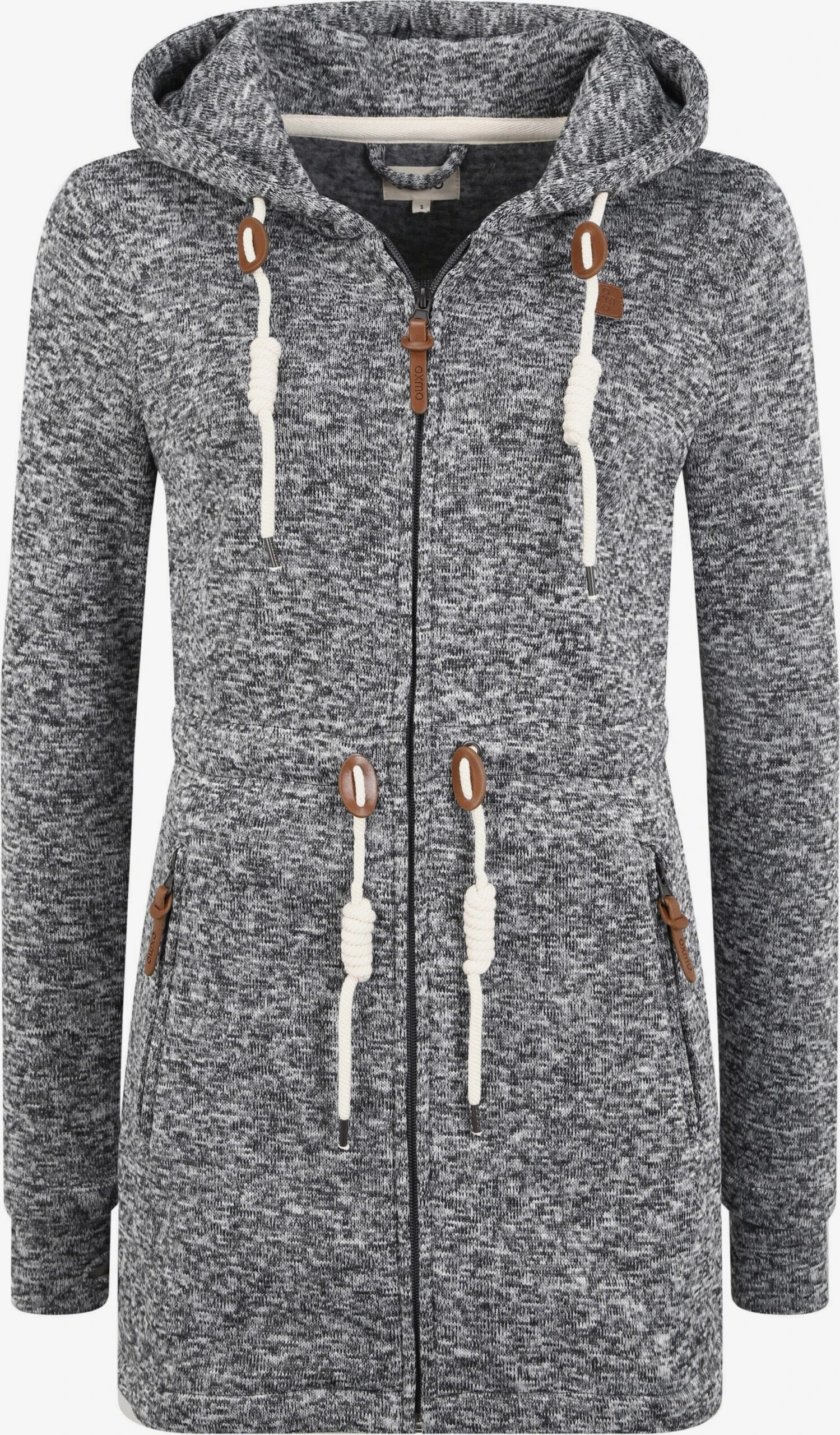 OXMO Sweatjacken Strickfleecejacke Thora Frauen Grau