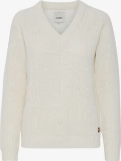 OXMO Basic Pullover Strickpullover Frauen Weiß