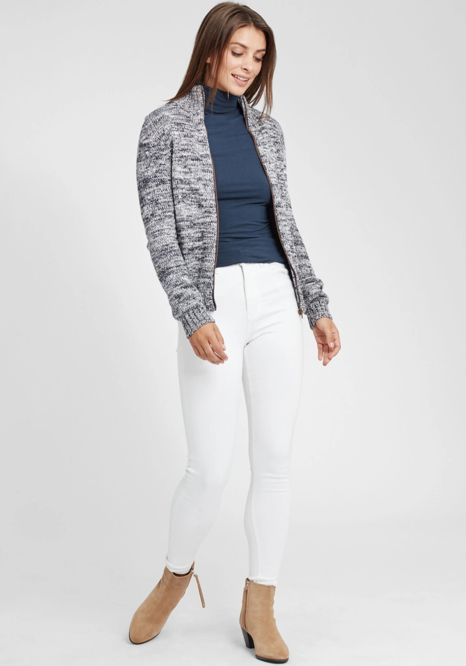 OXMO Strickjacken Strickjacke Phenix Frauen Blau / Grau – Bild 3