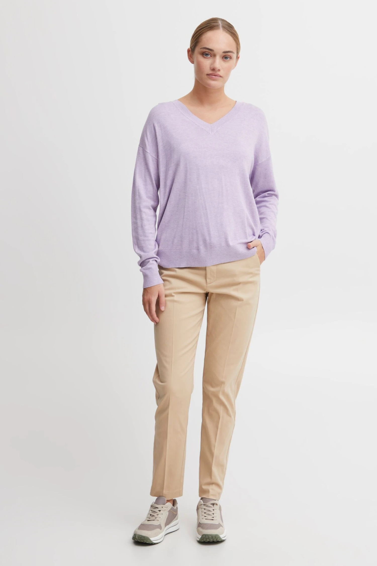 OXMO Feinstrickpullover Pullover Frauen Lila – Bild 4