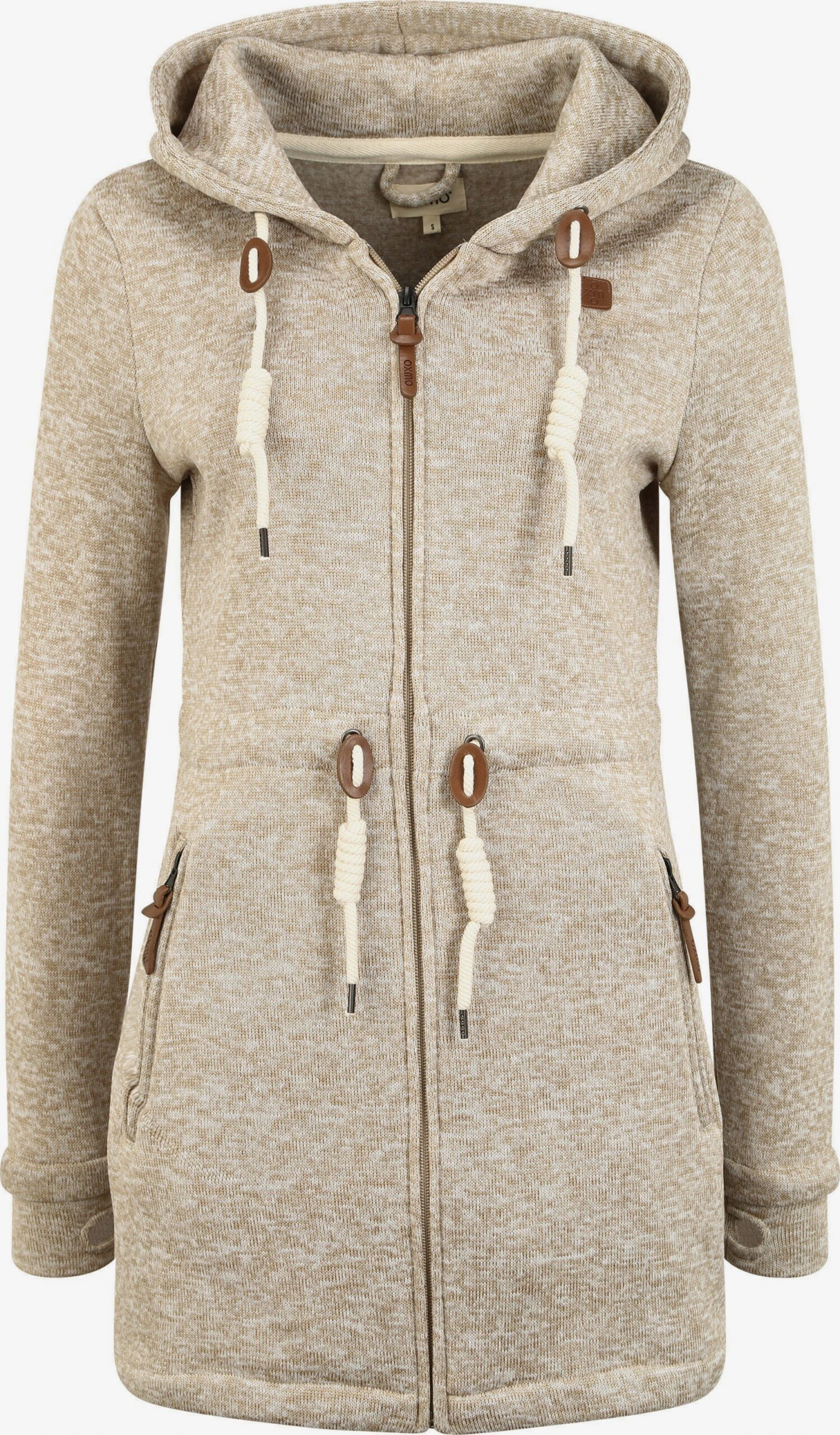 OXMO Sweatjacken Strickfleecejacke Thora Frauen Sand