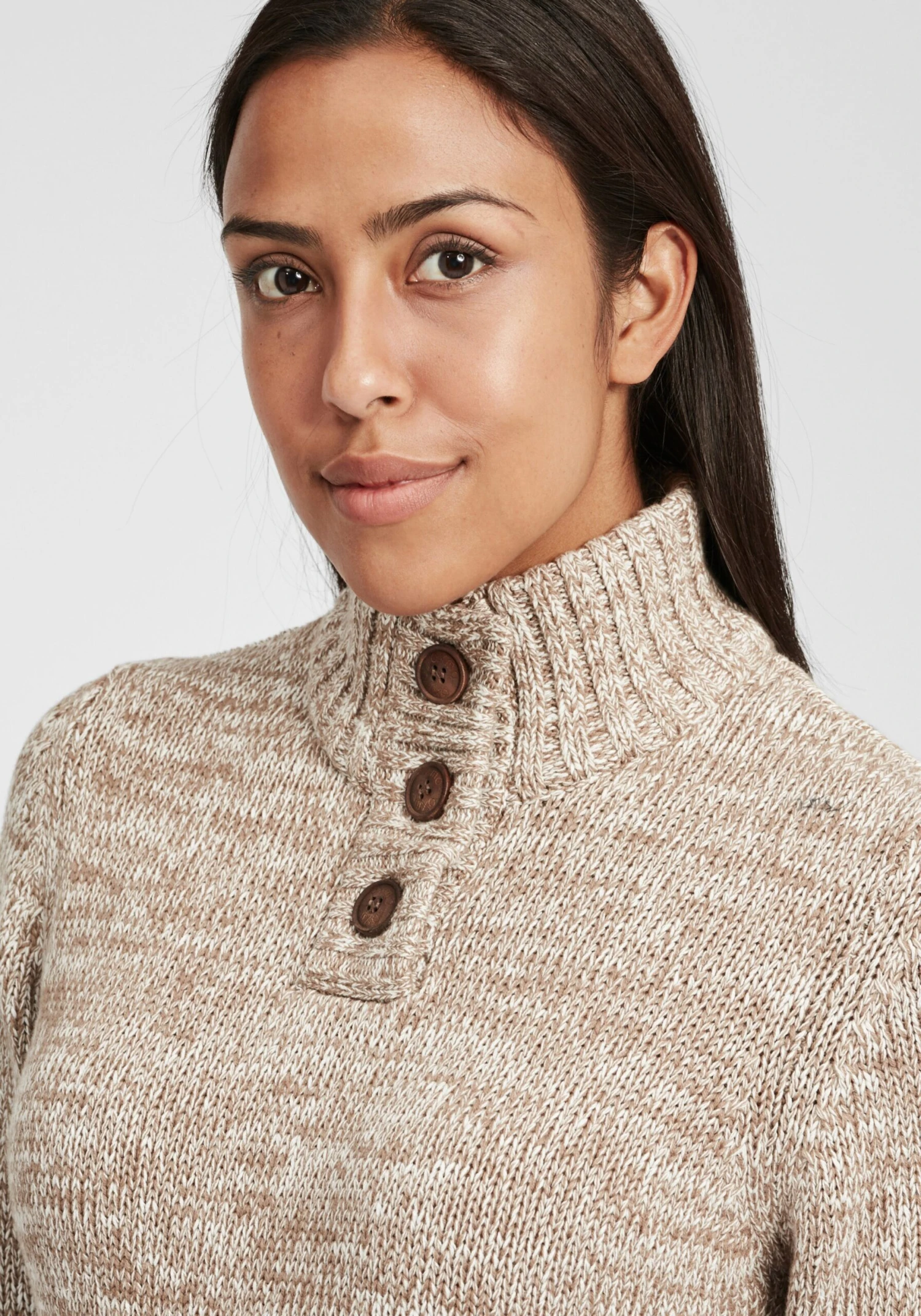 OXMO Rollkragenpullover Strickpullover Philicita Frauen Beige – Bild 5