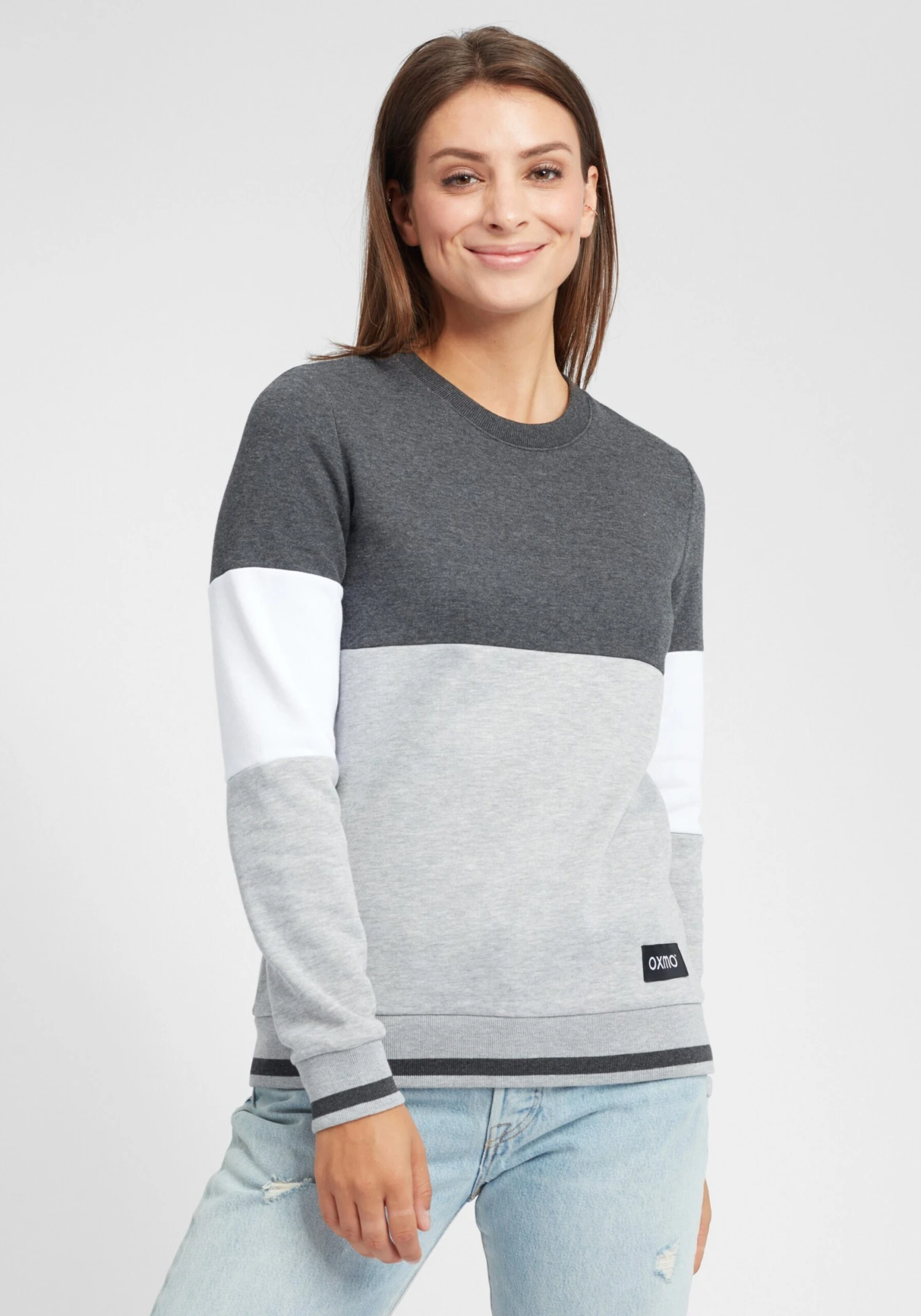 OXMO Sweatshirts Sweatshirt Omaya Frauen Grau – Bild 2