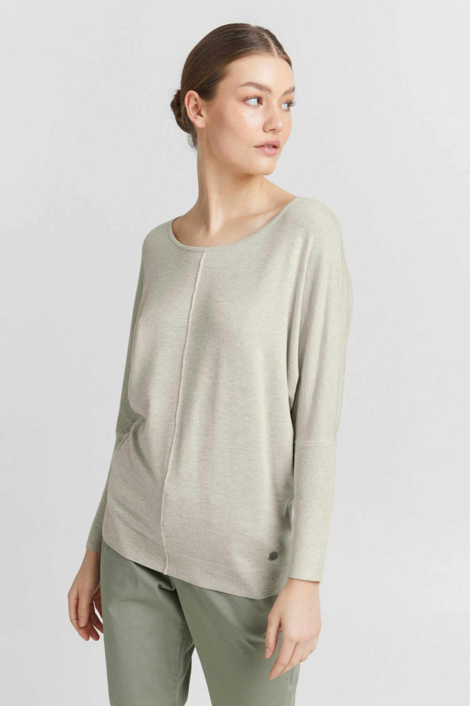 OXMO Pullover Strickpullover Herdis Frauen Hellgrau – Bild 2