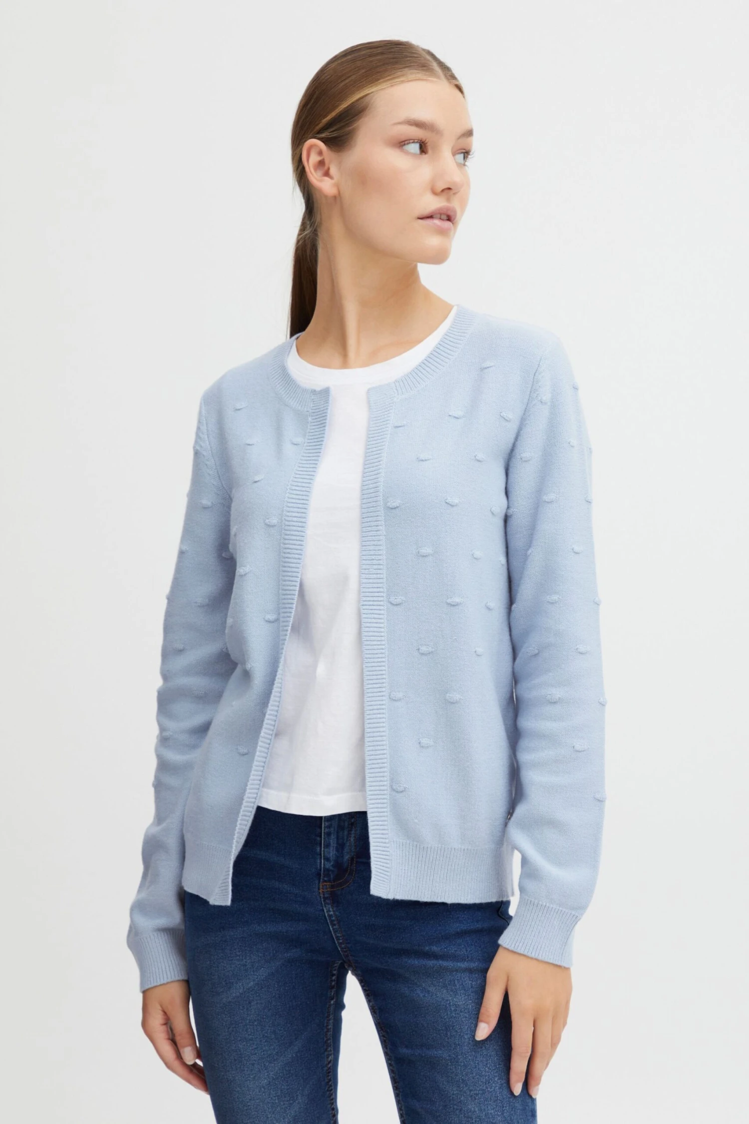 OXMO Strickjacken Strickjacke Kalotta Frauen Hellblau – Bild 2