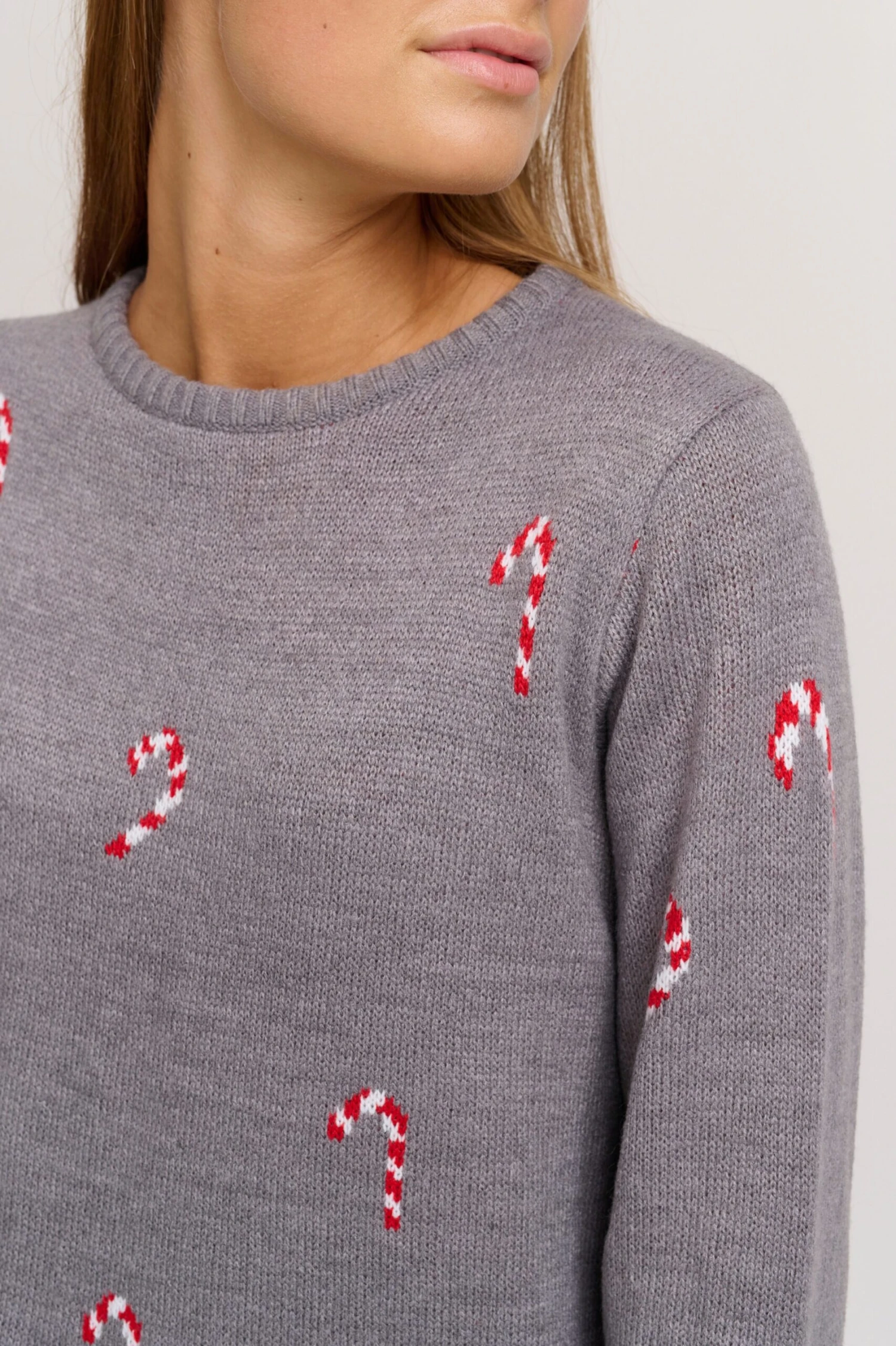 OXMO Pullover Strickpullover Christel Frauen Graumeliert – Bild 5